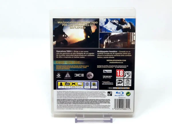 Parte trasera de Medal of Honor (ESP) para PlayStation 3, edición PAL España