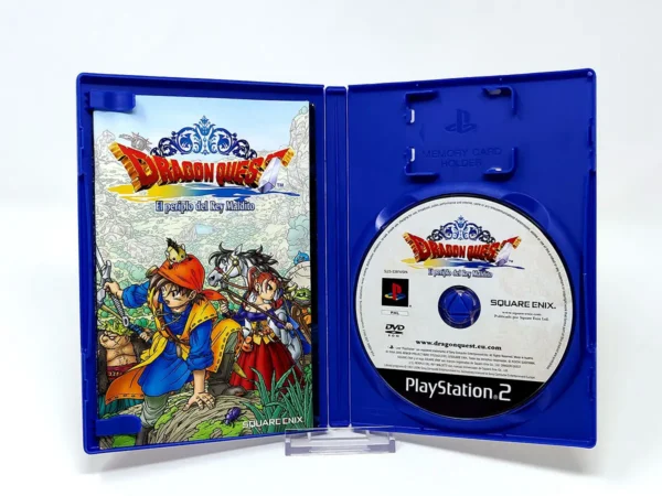Interior del juego Dragon Quest: El Periplo del Rey Maldito (ESP) para PlayStation 2 con disco y manual