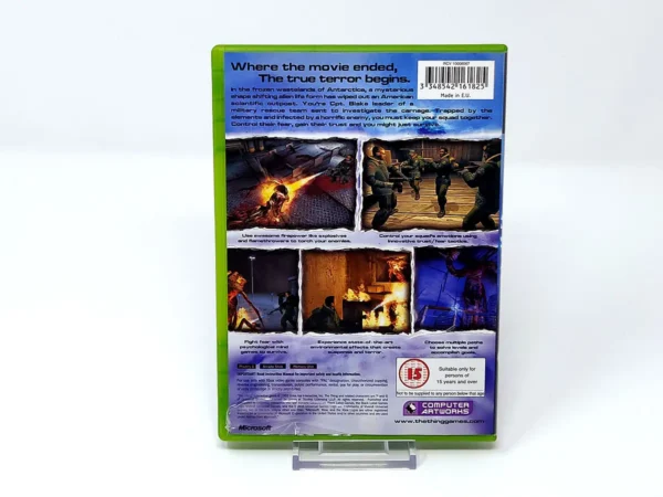 Parte trasera de The Thing (UK) para XBOX, edición PAL UK