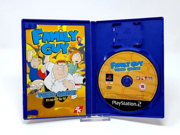 Interior del juego Family Guy Video Game! (UK) para PlayStation 2 con disco y manual
