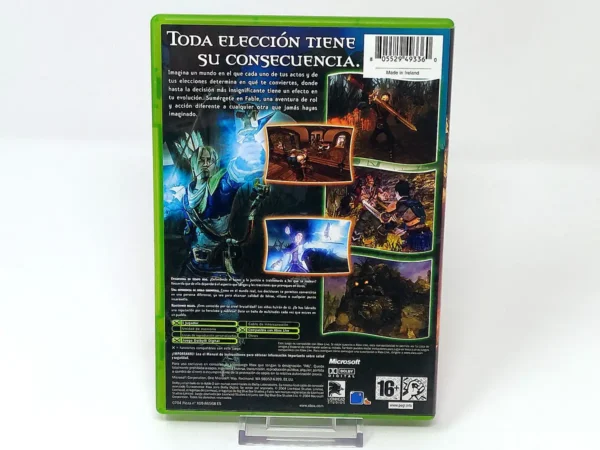 Parte trasera de Fable (ESP) para XBOX, edición PAL España