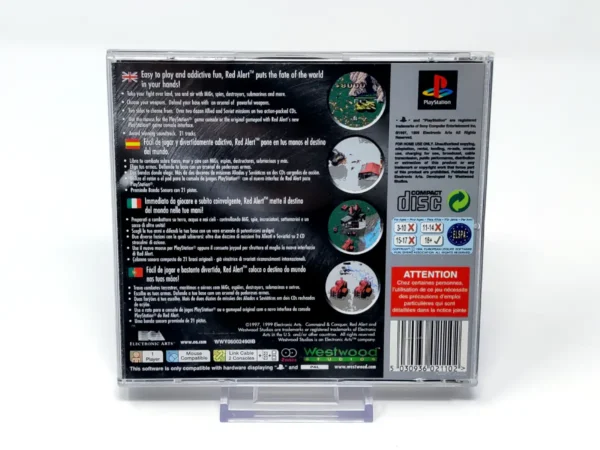Parte trasera de Command & Conquer: Red Alert (ESP) (Platinum) para PlayStation 1, edición PAL España