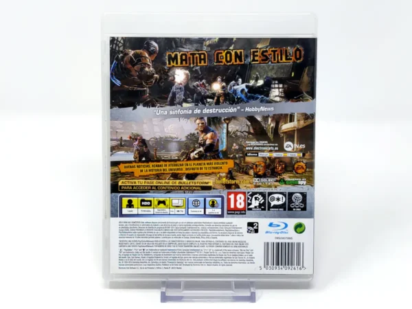 Parte trasera de Bulletstorm (ESP) para PlayStation 3, edición PAL España