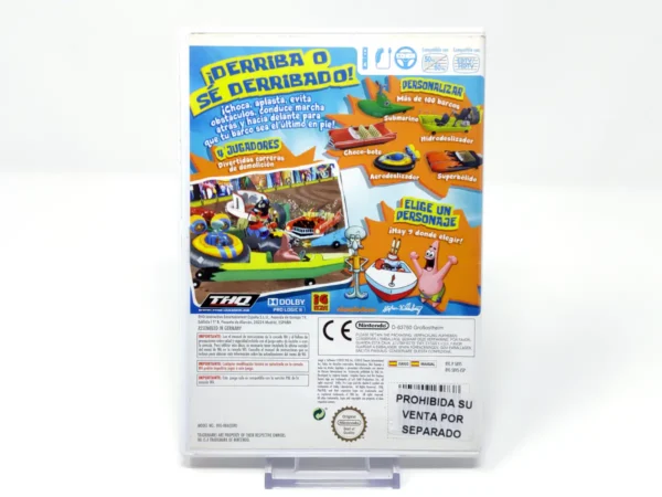 Parte trasera de Bob Esponja: Botes de Choque (ESP) para Nintendo Wii, edición PAL España