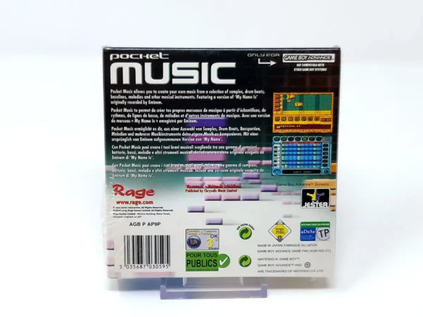 Parte trasera de Pocket Music (EUR) (Precintado) para Nintendo Game Boy Advance, edición PAL España
