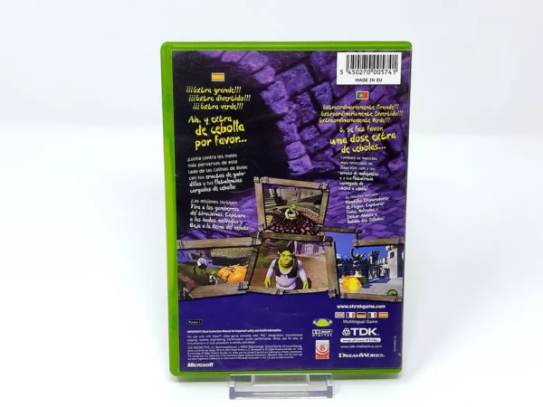 Parte trasera de Shrek (ESP) para XBOX, edición PAL España