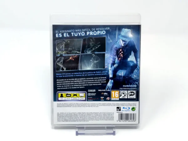 Parte trasera de Murdered: Soul Suspect (ESP) para PlayStation 3, edición PAL España