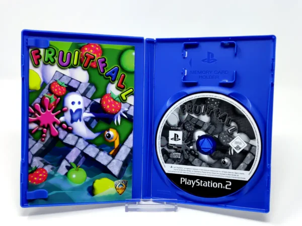 Interior del juego Fruit Fall (ITA) para PlayStation 2 con disco y manual
