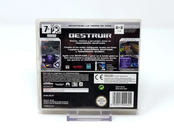Parte trasera de Transformers: Decepticons (ESP) para Nintendo DS, edición PAL España