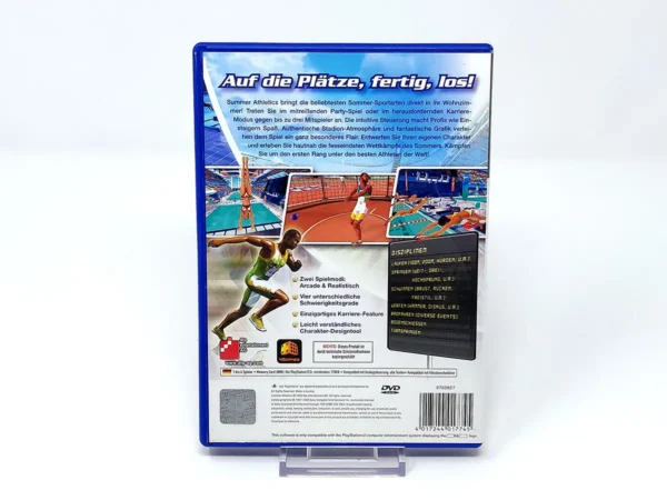 Parte trasera de Summer Athletics (ALE) para PlayStation 2, edición PAL Alemania
