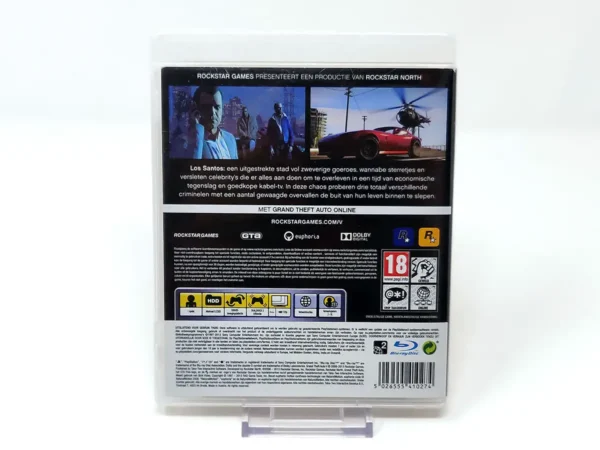 Parte trasera de Grand Theft Auto V (HOL) para PlayStation 3, edición PAL Holanda