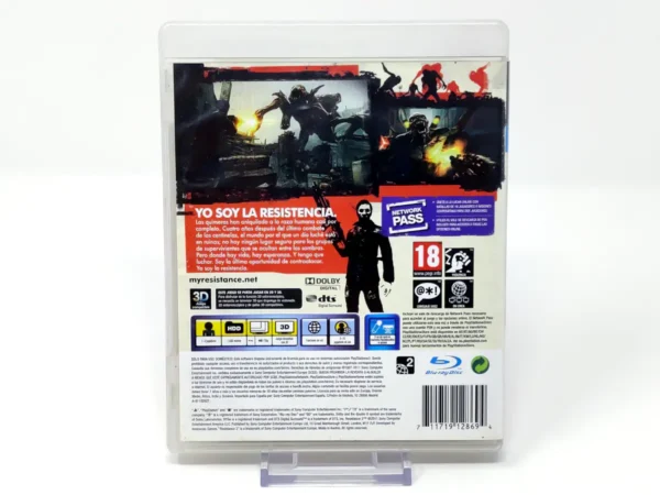 Parte trasera de Resistance 3 (ESP) para PlayStation 3, edición PAL España