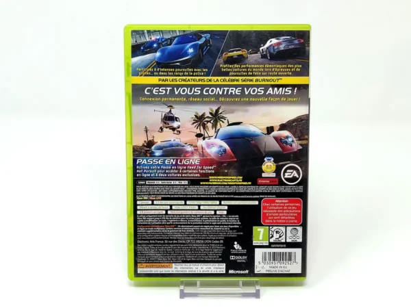Parte trasera de Need for Speed: Hot Pursuit (FRA) para XBOX 360, edición PAL Francia
