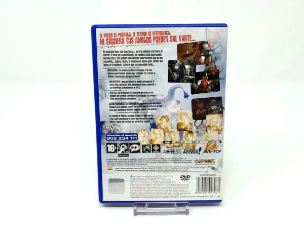 Parte trasera de Resident Evil: Outbreak: File #2 (ESP) para PlayStation 2, edición PAL España