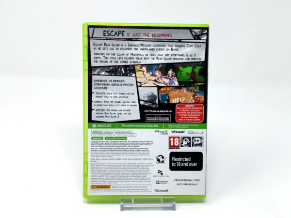 Parte trasera de Escape Dead Island (UK) (Promo) para XBOX 360, edición PAL UK