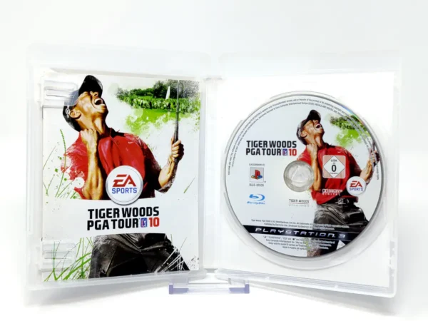 Interior del juego Tiger Woods PGA Tour 10 (ESP) para PlayStation 3 con disco y manual
