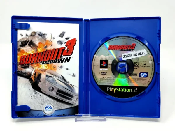 Interior del juego Burnout 3: Takedown (ESP) para PlayStation 2 con disco y manual