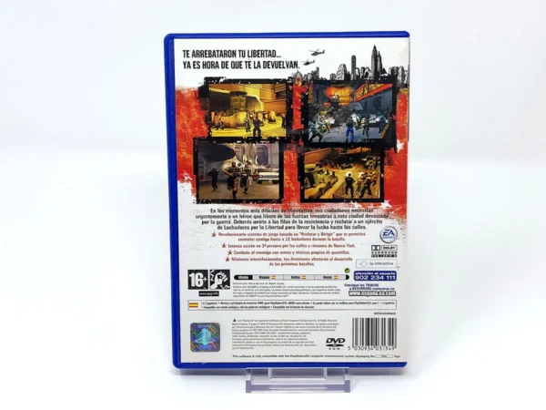 Parte trasera de Freedom Fighters (ESP) para PlayStation 2, edición PAL España