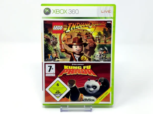 Portada de LEGO Indiana Jones / Kung Fu Panda (ESP) para XBOX 360, edición PAL España, de segunda mano