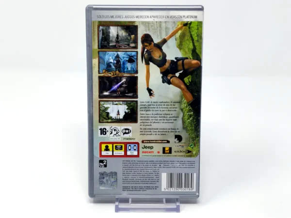 Parte trasera de Lara Croft Tomb Raider: Legend (ESP) (Platinum) para PSP, edición PAL España