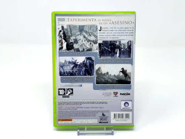 Parte trasera de Assassin's Creed (ESP) para XBOX 360, edición PAL España