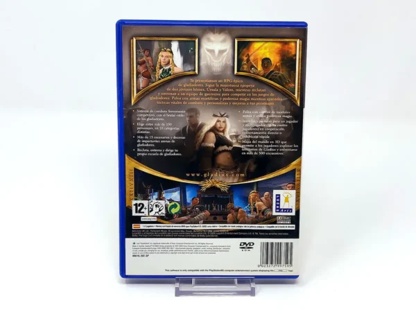 Parte trasera de Gladius (ESP) para PlayStation 2, edición PAL España