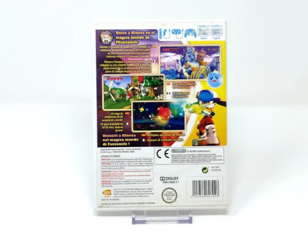 Parte trasera de Klonoa (ESP) para Nintendo Wii, edición PAL España