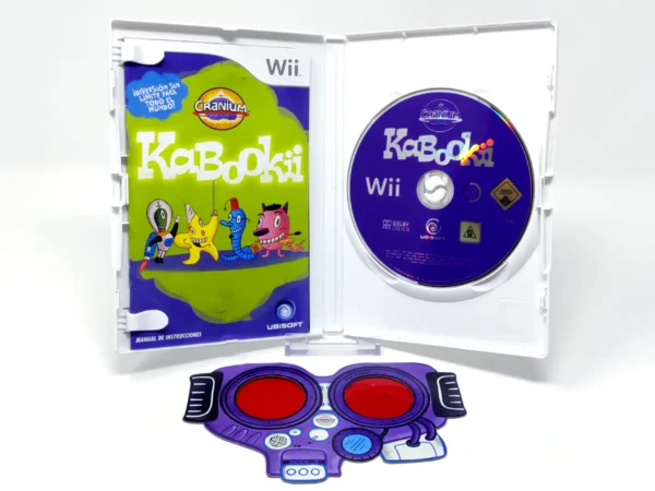 Interior del juego Cranium Kabookii (ESP) para Nintendo Wii con disco y manual