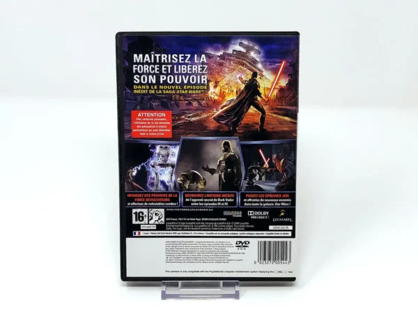 Parte trasera de Star Wars: The Force Unleashed (FRA) para PlayStation 2, edición PAL España