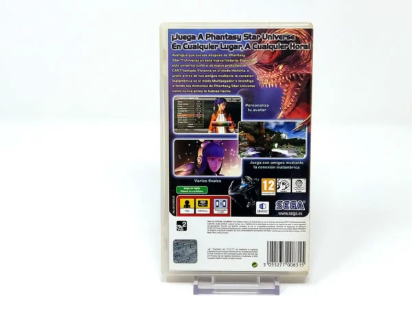 Parte trasera de Phantasy Star Portable (ESP) (Essentials) para PSP, edición PAL España