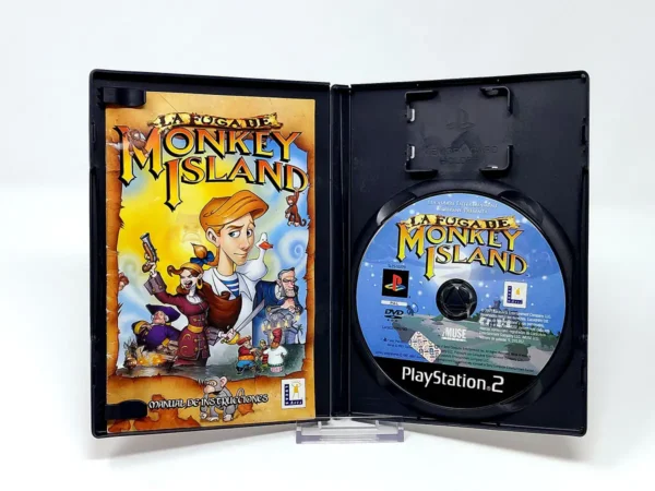 Interior del juego La Fuga de Monkey Island (ESP) para PlayStation 2 con disco y manual
