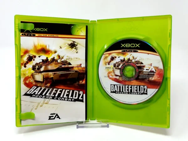 Interior del juego Battlefield 2: Modern Combat (HOL) para XBOX con disco y manual