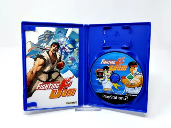 Interior del juego Capcom Fighting Jam (ESP) para PlayStation 2 con disco y manual