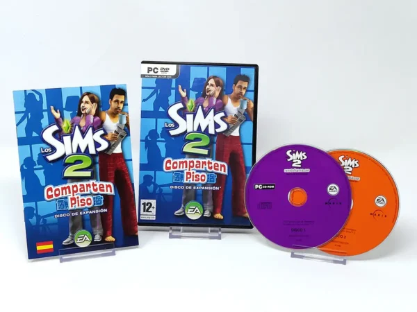 Interior del juego Los Sims 2: Comparten Piso (ESP) para PC con disco y manual