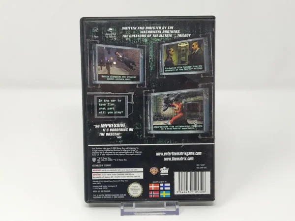 Parte trasera de Enter the Matrix (UK) para Nintendo GameCube, edición PAL UK