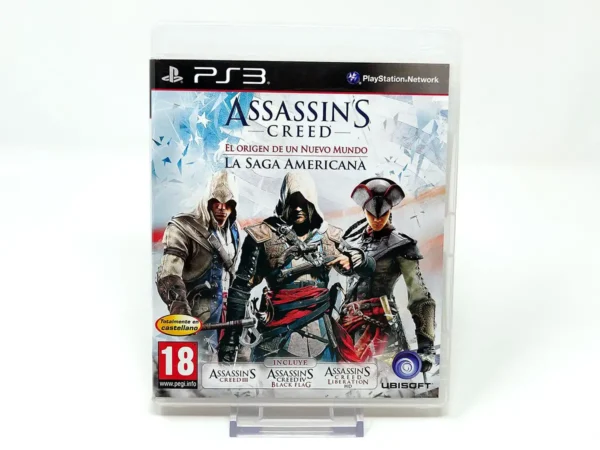 Portada de Assassin's Creed: El Origen de un Nuevo Mundo: La Saga Americana (ESP) para PlayStation 3, edición PAL España, de segunda mano