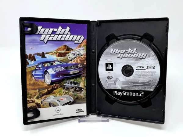 Interior del juego World Racing (ESP) para PlayStation 2 con disco y manual