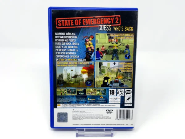 Parte trasera de State of Emergency 2 (ESP) para PlayStation 2, edición PAL España