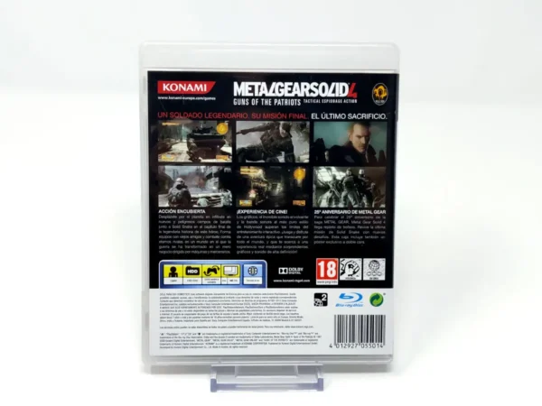 Parte trasera de Metal Gear Solid 4: Guns of the Patriots (25 Anniversary) (ESP) para PlayStation 3, edición PAL España