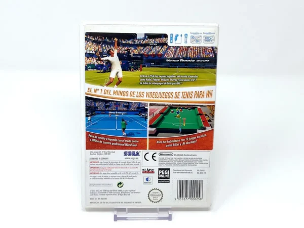 Parte trasera de Virtua Tennis 2009 (ESP) para Nintendo Wii, edición PAL España