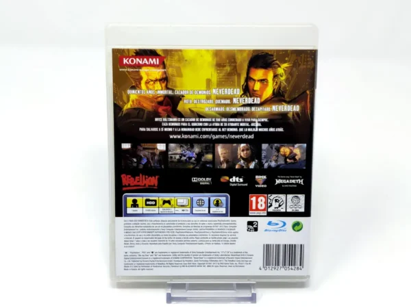 Parte trasera de NeverDead (ESP) para PlayStation 3, edición PAL España