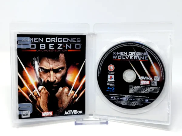 Interior del juego X-Men Orígenes: Lobezno: Uncaged Edition (ESP) para PlayStation 3 con disco y manual