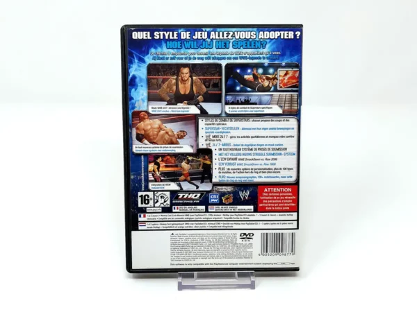 Parte trasera de WWE SmackDown vs. Raw 2008 (FRA) para PlayStation 2, edición PAL Francia