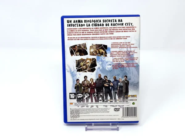 Parte trasera de Resident Evil: Outbreak (ESP) para PlayStation 2, edición PAL España