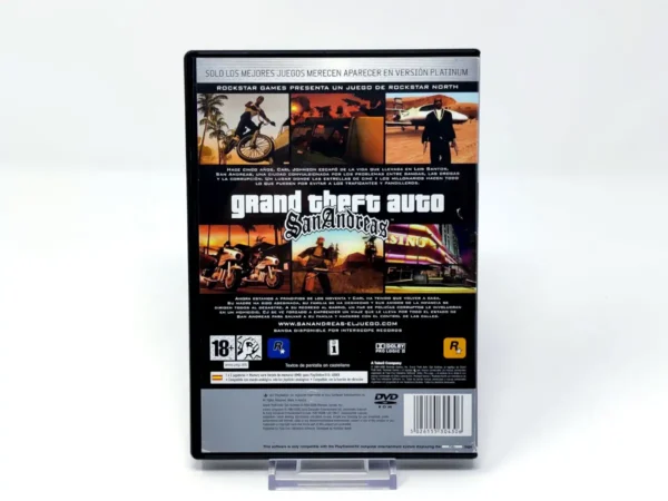 Parte trasera de Grand Theft Auto: San Andreas (ESP) (Platinum) (Rebajado) para PlayStation 2, edición PAL España