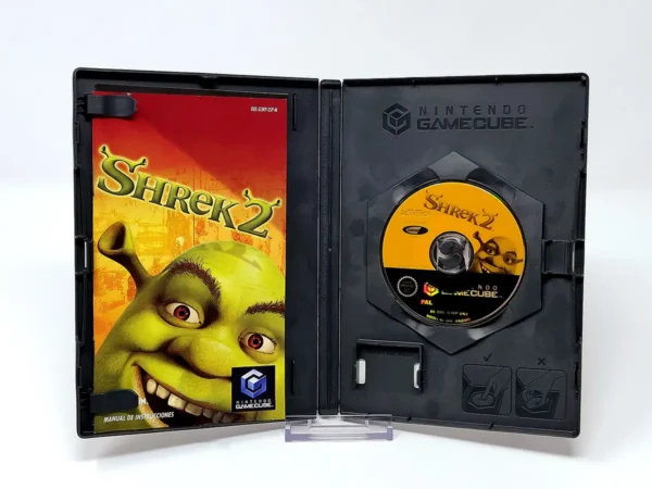 Interior del juego Shrek 2 (ESP) para Nintendo GameCube con disco y manual
