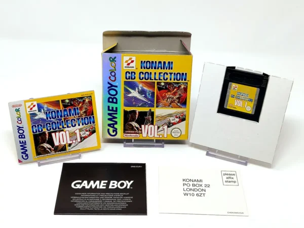 Interior del juego Konami GB Collection Vol.1 (ESP) para Nintendo Game Boy Color con disco y manual
