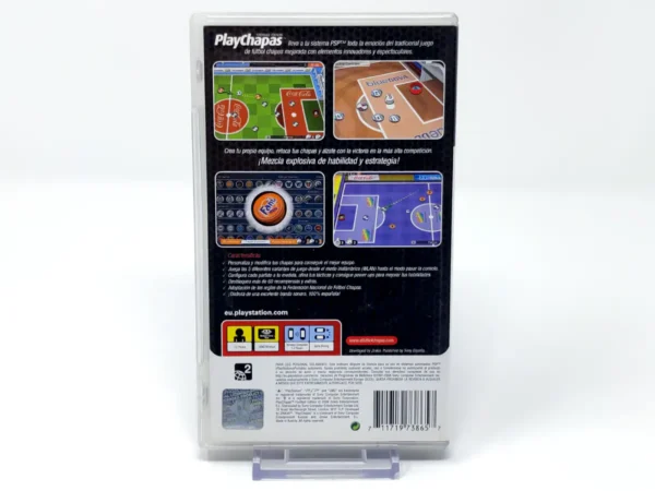 Parte trasera de PlayChapas Football Edition (ESP) para PSP, edición PAL España