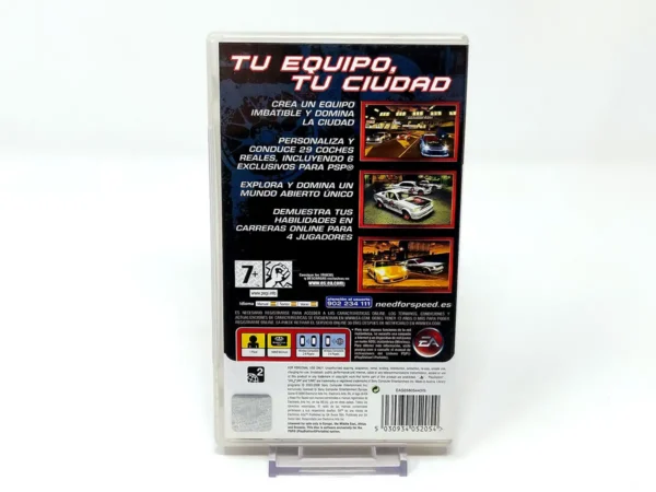 Parte trasera de Need for Speed: Carbono: Domina la Ciudad (ESP) para PSP, edición PAL España