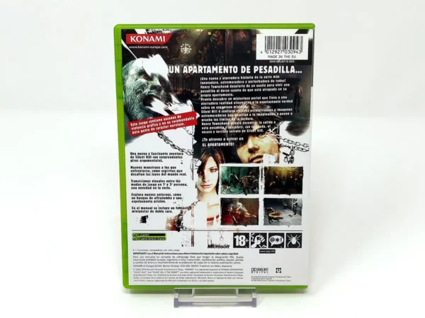 Parte trasera de Silent Hill 4: The Room (ESP) para XBOX, edición PAL España